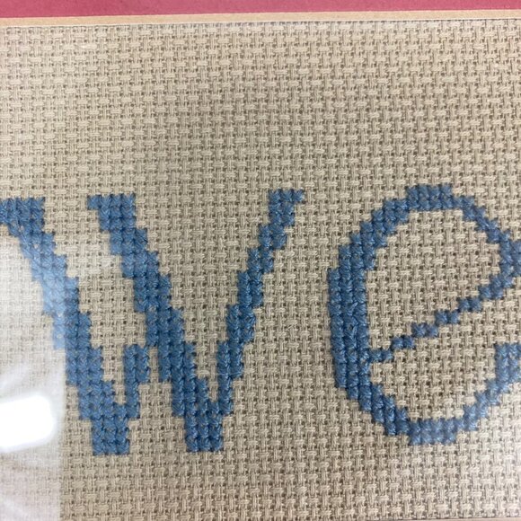 Vintage 1980 Framed /Glass WELCOME Cross Stitch 7 x 16 - Picture 2 of 6